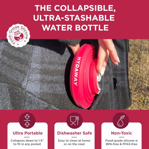 HYDAWAY Collapsible Water Bottle - 17oz I Reusable Water Bottles with Flip Top Lid for Travel, Hiking, Backpacking I Portable & Leakproof, Food-Grade Silicone, BPA Free, Collapses to 1.5” - Image 3