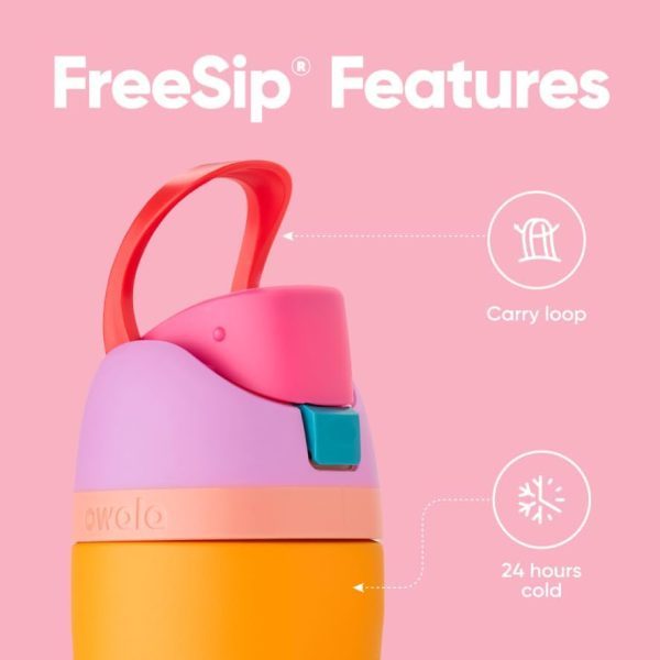 Owala FreeSip Insulated Stainless Steel Water Bottle with Straw for Sports, Travel, and School BPA-Free Sports Water Bottle, 24 oz, Tropical - Image 2